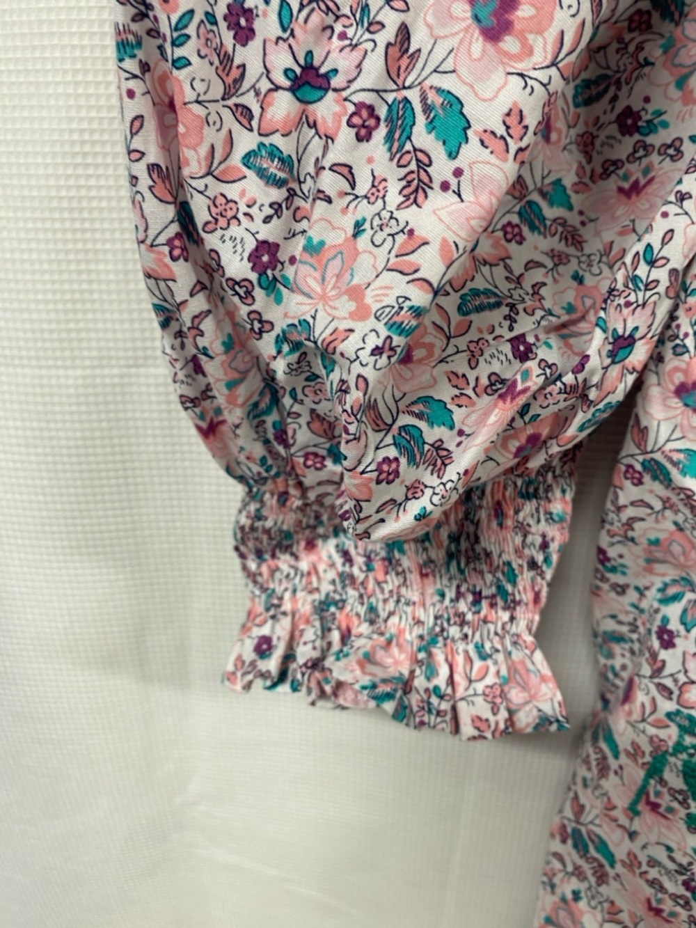 Floral Cross stitch Wrap Maxi Dress with Puff Sleeves - Picture 5 of 8